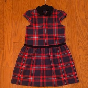 🖤 Janie and Jack Plaid Dress | Black Collar | Girls Size 7 🖤